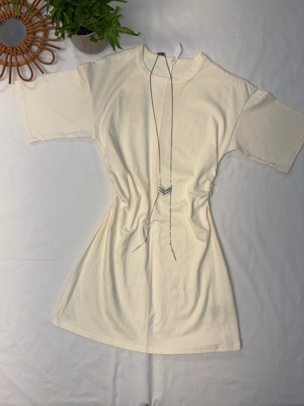 Everyday Cinched Mini Dress in Cream